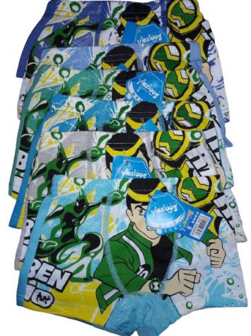 3 Pcs Cartoon Striped Boys Cotton Boxers 2-14 Yrs. Kids Boxers. Sizes: S, M, L, XL. (Ben 10 Printed)