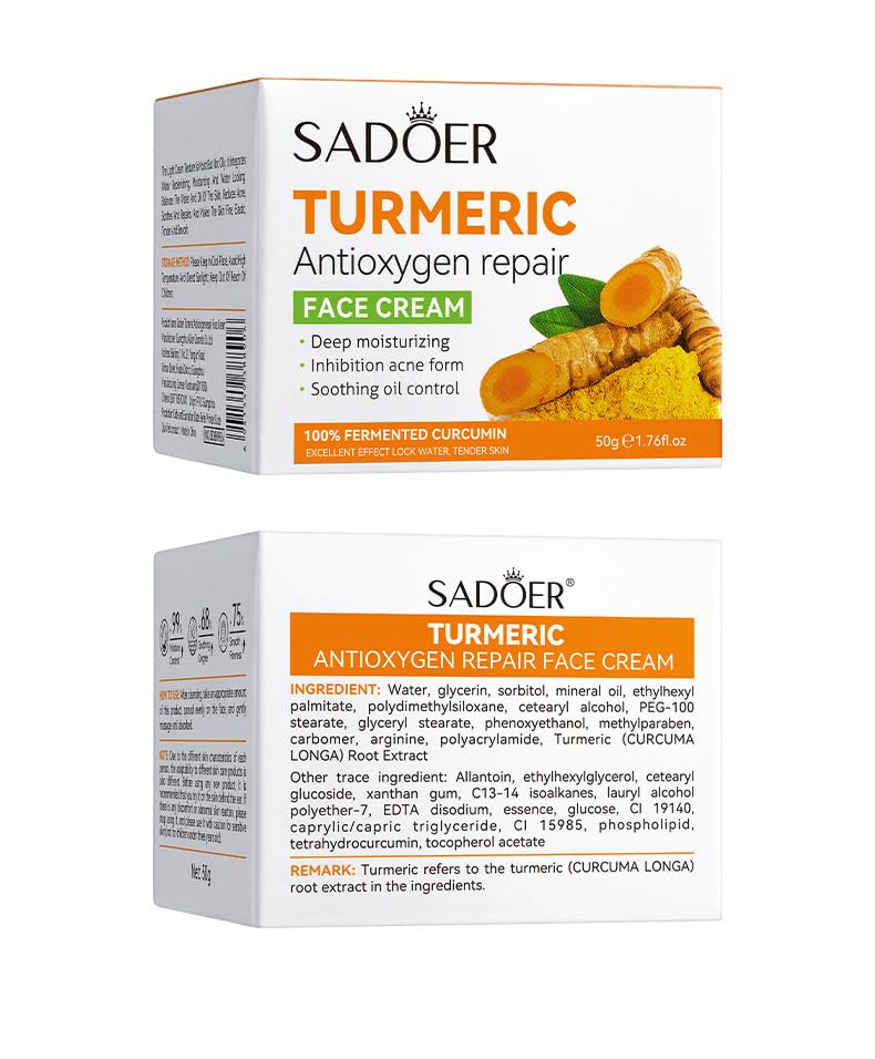 SADOER Turmeric Cream, Anti Acnes, Oil Control Tumeric Face Controls Oil, Moisturize, Smoothening, Fade Dark marks, Acne TreatmentCream