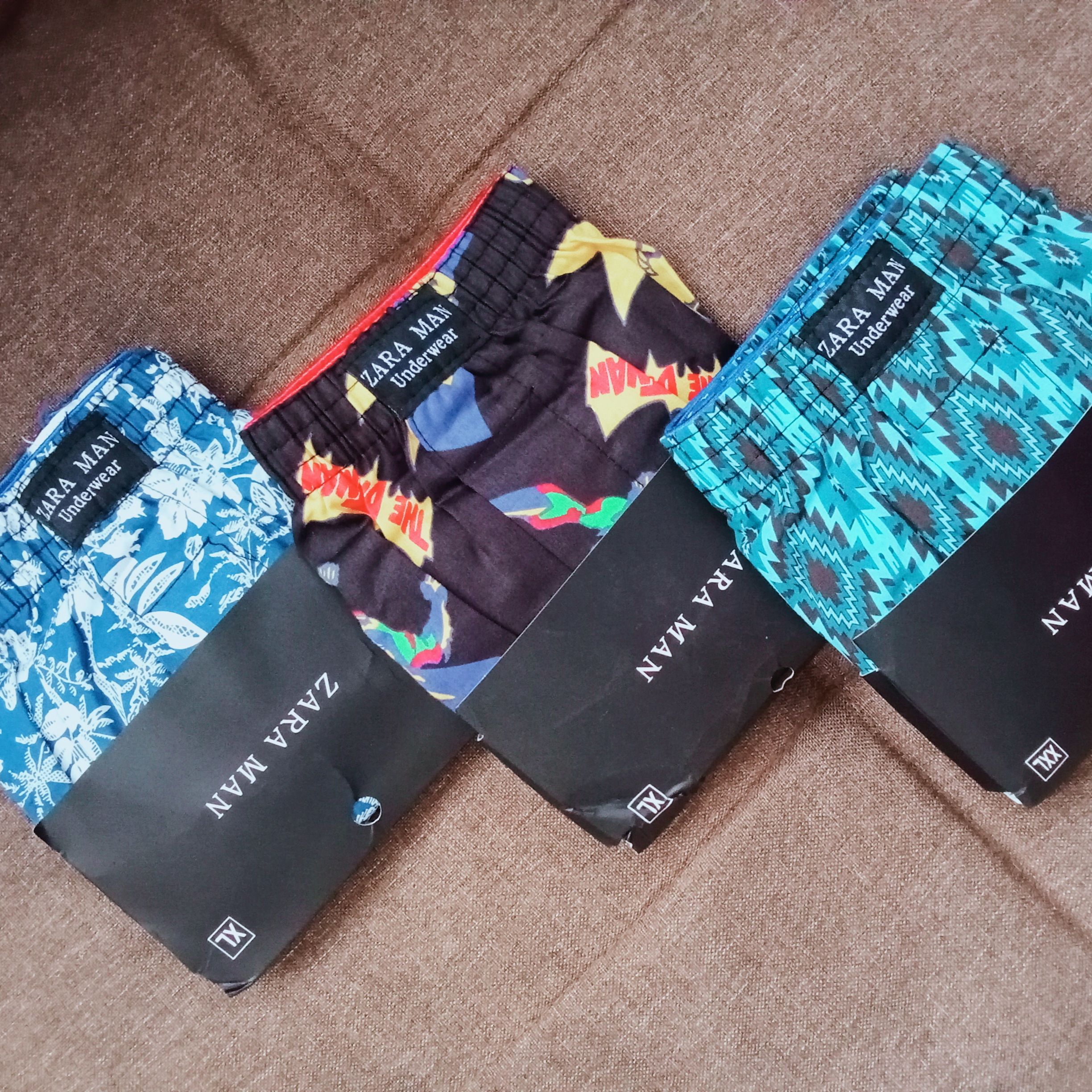 3PACK Assorted High Quality Men Breathable Zara Underwear Fashion Colourful Printed Pure Cotton Comfortable Boxers Briefs