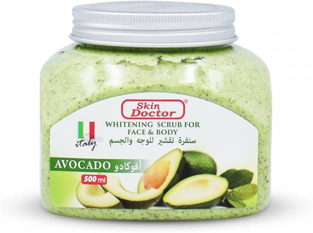 Skin Doctor Avocado Face & Body Whitening Scrub - 500ml - Natural Care Skin Doctor Whitening Scrub For Face &Body - Avocado