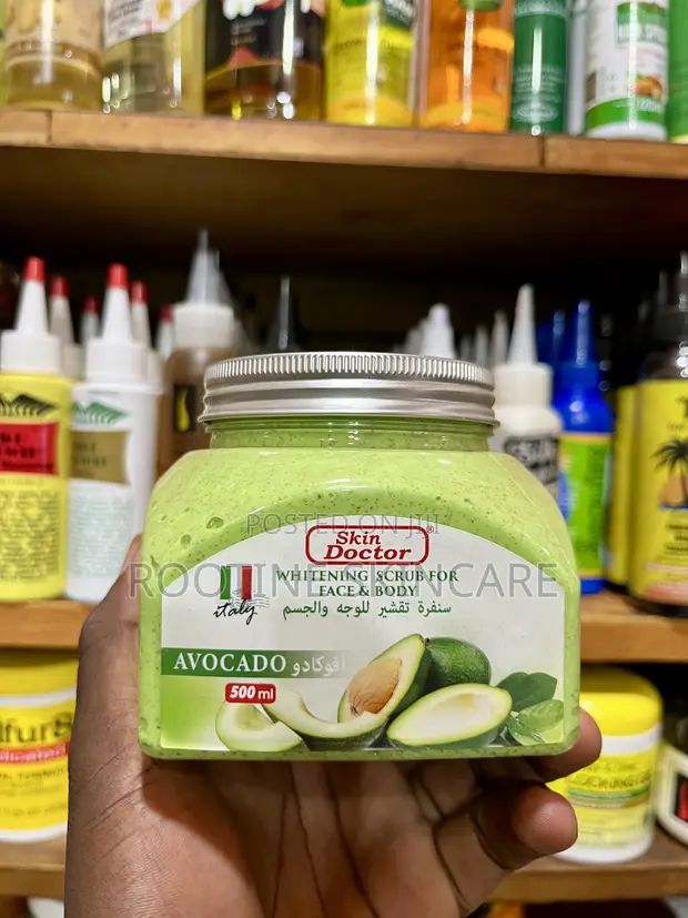 Skin Doctor Avocado Face & Body Whitening Scrub - 500ml - Natural Care Skin Doctor Whitening Scrub For Face &Body - Avocado