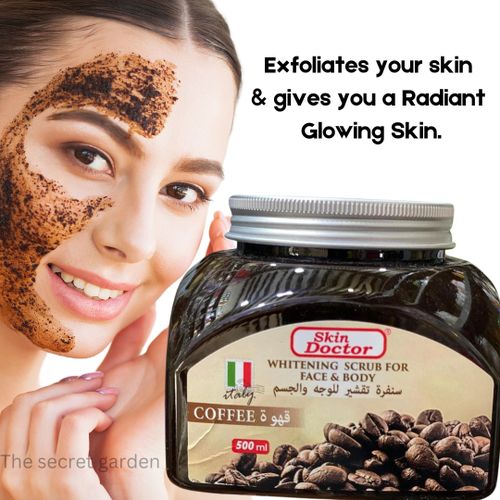 Skin Doctor Coffee Face & Body Whitening Scrub - 500ml - Natural Care Skin Doctor Whitening Scrub For Face &Body - Coffee