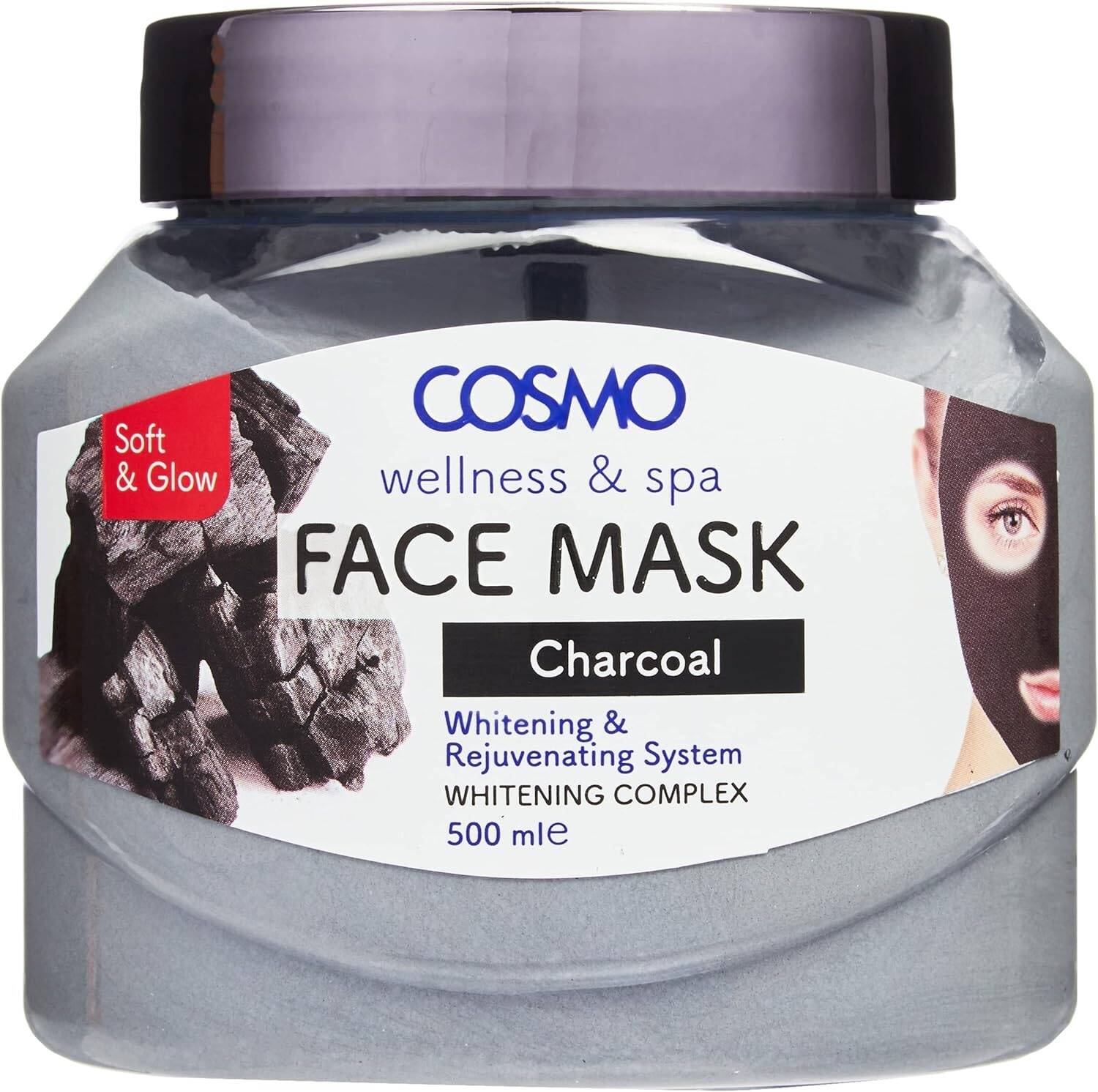Cosmo Whitening & Rejuvenating Charcoal Face Mask 500ml | Remove Dust, Dirt, and Pollution | For Men & Women Cosmo Charcoal Face Mask
