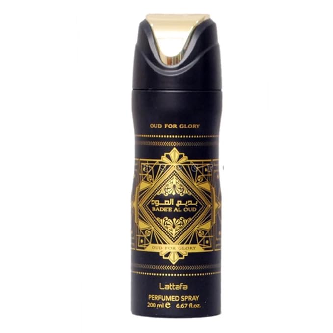 Lattafa Bade'E Al Oud For Glory 200ml Perfumed Deo Spray for Unisex Fragrance Appeals to both Women and Men Badee Al Oud - Oud For Glory by Lattafa