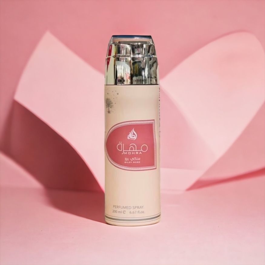 Mohra Silky Rose Perfumed Deodorant Body Spray 200ml Fragrance by Lattafa Mohra Silky Rose Body Spray Suitable for Women