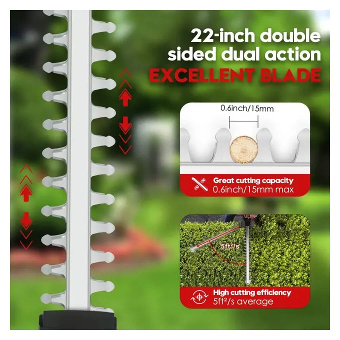 Heavy Duty Cordless Lithium-ion hedge trimmer with Accesories Fence Trimmer Cutter With 2 Batteries