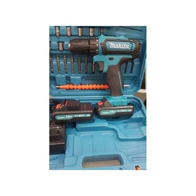 Makita Accessories Makita, 26V Cordless Accessories 2 Battery Electric Drill With LED Tool Set