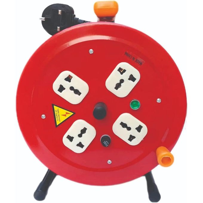 Heavy Duty 50M 2.5MM POWER CABLE EXTENSION REEL With 4 Sockets For Home And Industrial Use