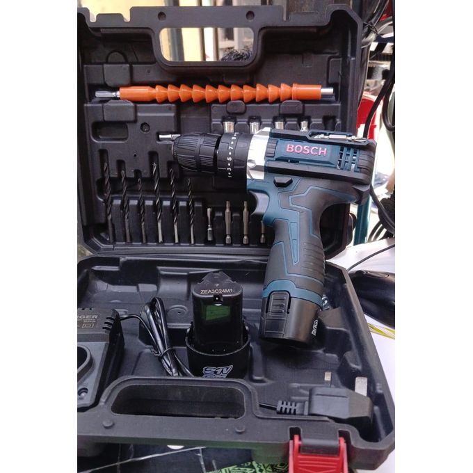 Bosch Cordless Electric Drill Set - 21V Rechargeable Power Tool Kit with two batteries and charger