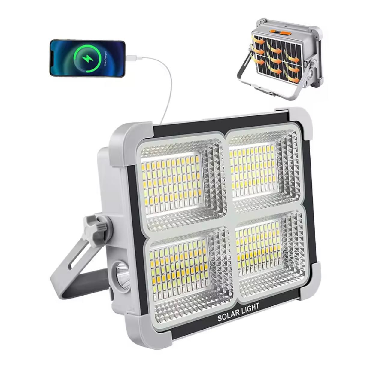 300W Solar Rechargeable Lamp with Flashlight Functions and Four levels of lighting