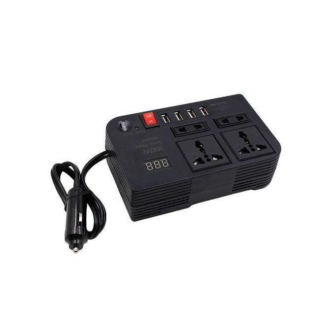 300W Car Power Inverter Dc to Ac 12V to 240V With 4 Ac ports, 4 USB ports + cigarette lighter