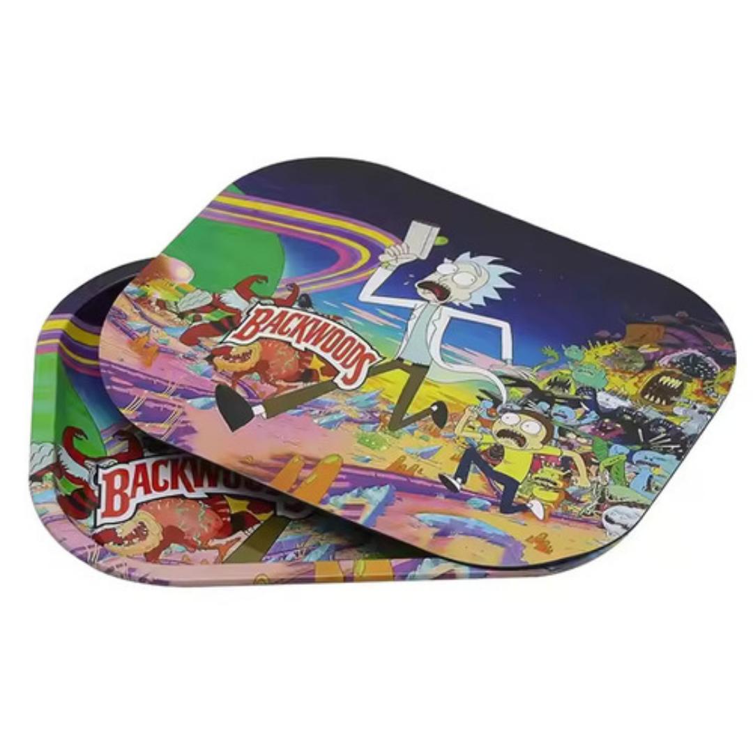 Metal Rolling Tray With Magnetic Lid Cover Printed Pattern
