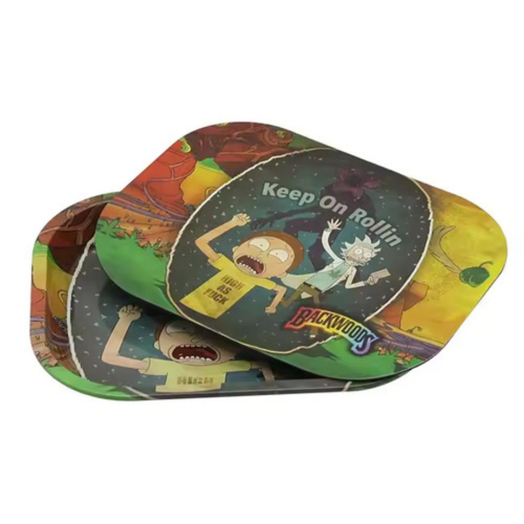 Metal Rolling Tray With Magnetic Lid Cover Printed Pattern