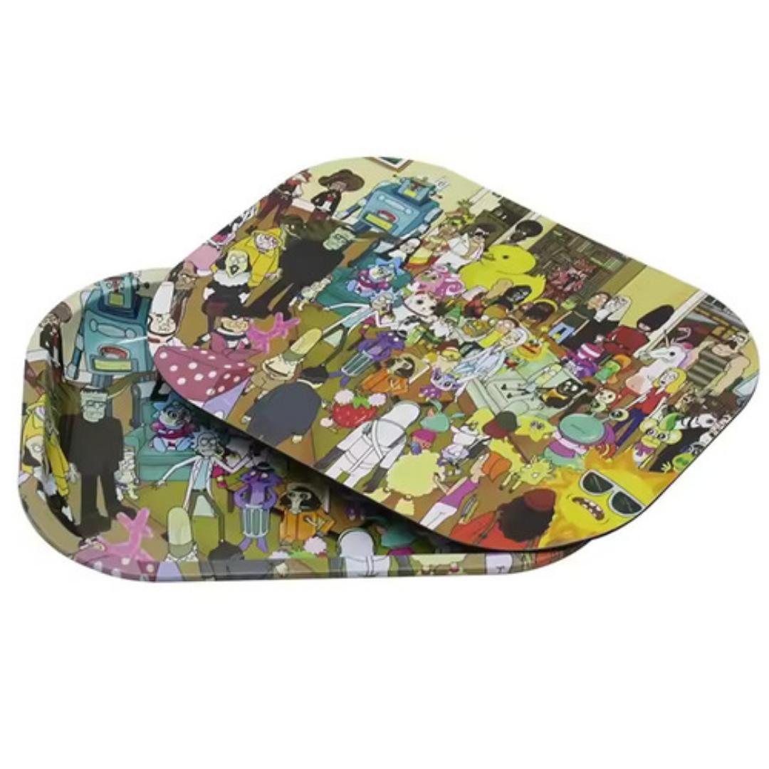 Metal Rolling Tray With Magnetic Lid Cover Printed Pattern