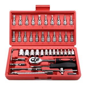 46pcs Socket Wrench Set Ratchet Spanner Batch Head Pawl Socket Screwdriver Multi-functional Car Repair Tool Professional Mechanical Workshop Tools Kit Motorcycle