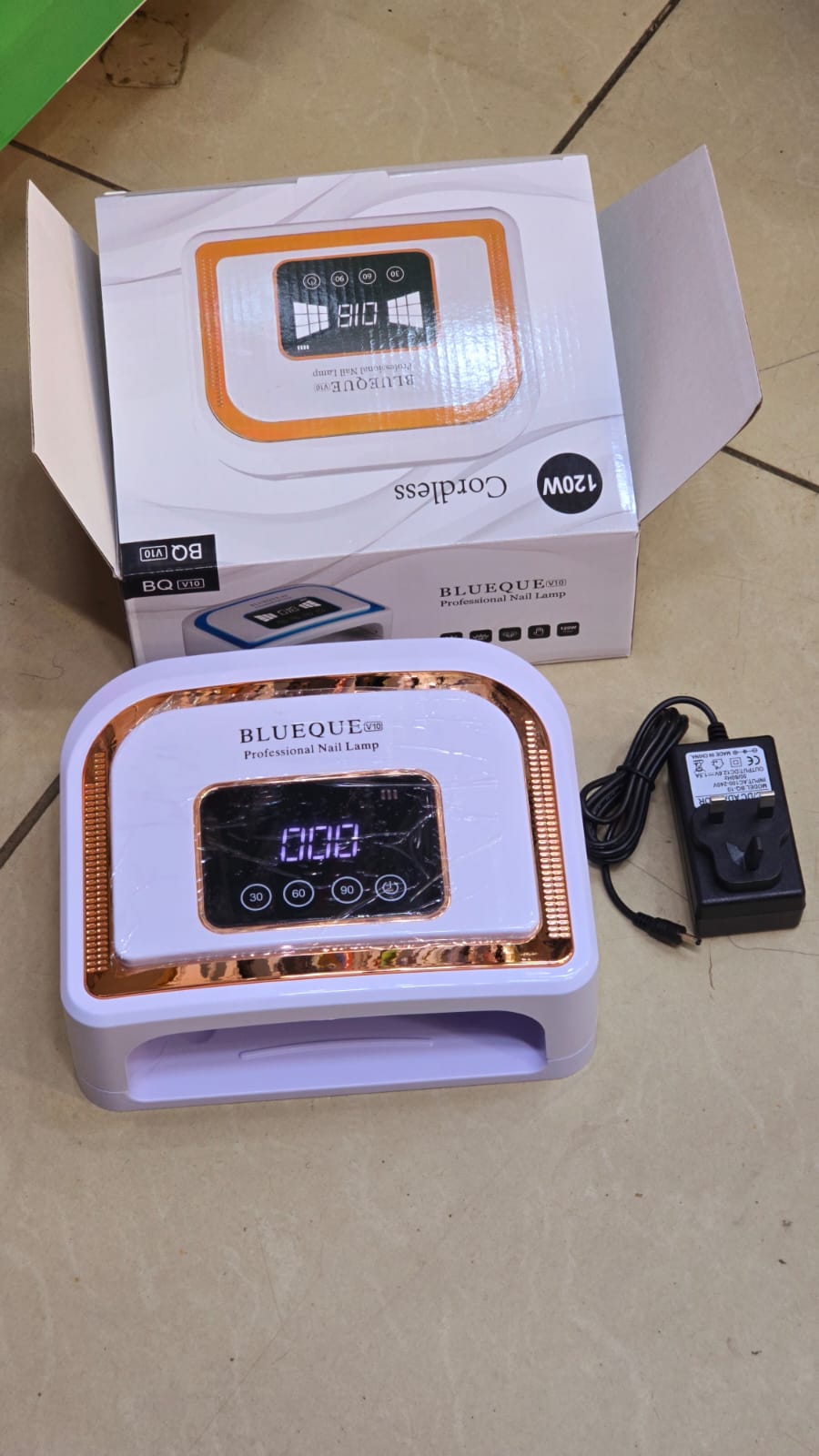 BLUEQUE Nail Lamp 120W White Light Rechargeable Dryer Wireless Nail Cure Manicure Light 7800mAh Nail UV LED Lamp