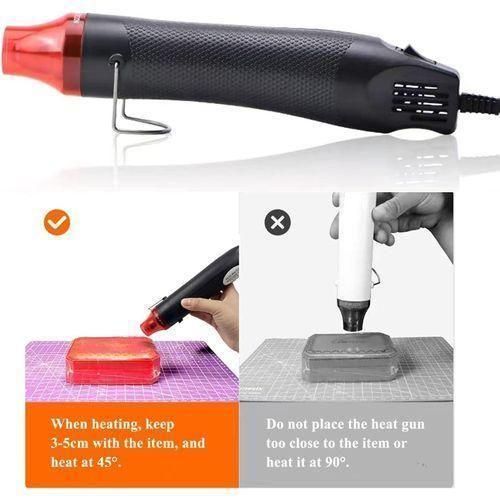 300W 220V Compact Mini Heat Gun with Stand for DIY Multi-Purpose Electric Heating Nozzle - Embossing, Shrink, Wrap, Paint, Clay