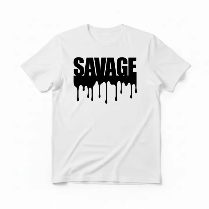 Men's/Unisex Cotton T-Shirt - SAVAGE Dripping Black Slime Print - Streetwear Fashion Top