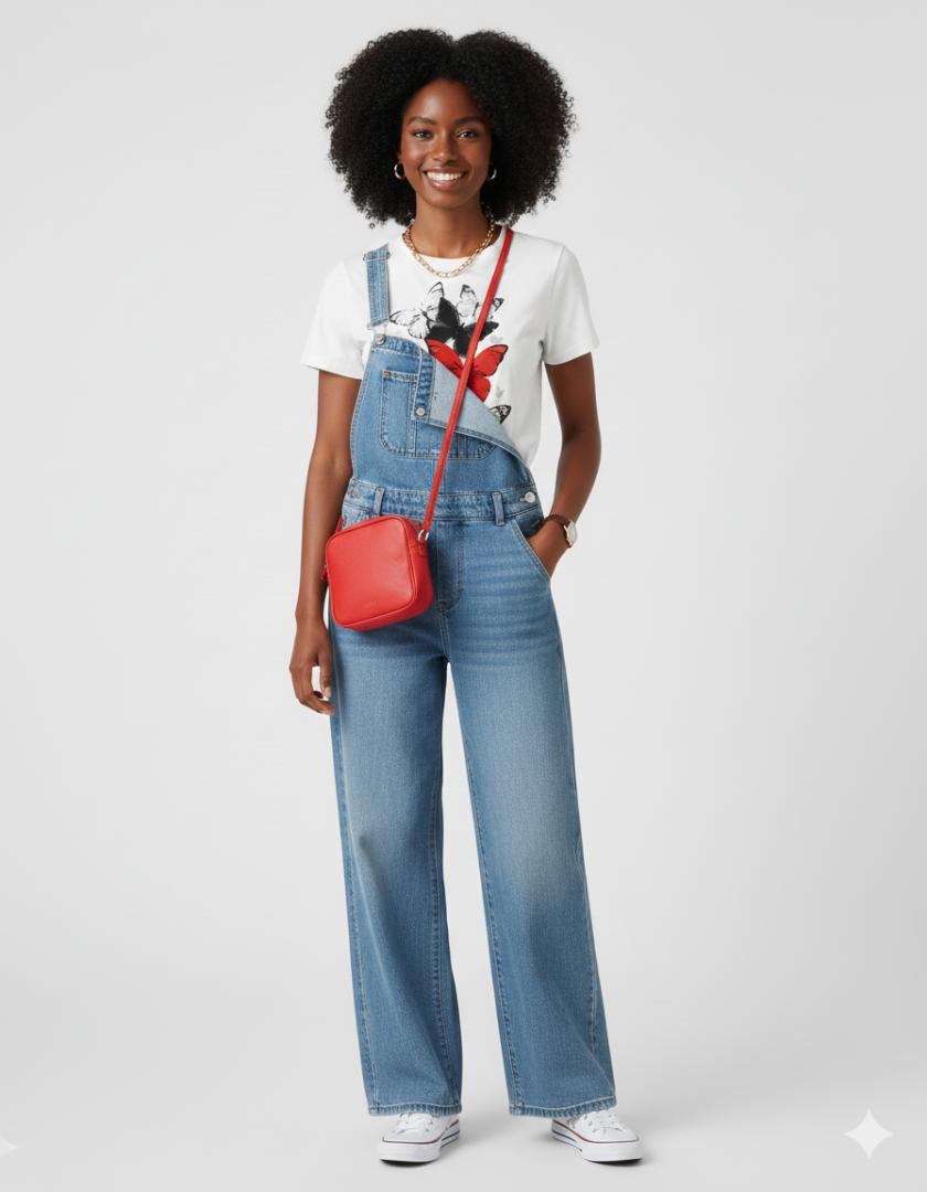 Chic Women's T-Shirt with Bold Red, Black, and White Butterfly Graphic Print, perfect for casual style.