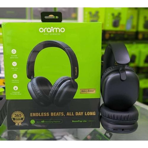 Oraimo BoomPop Lite Wireless Bluetooth Headphones, 65H Playtime, Deep Bass, Foldable, Comfortable Over-Ear Headset