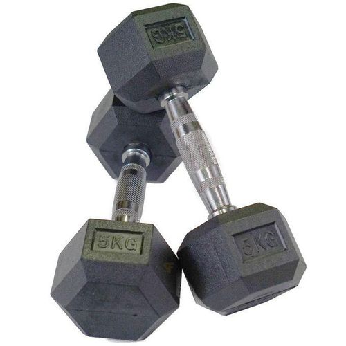 5kg Dumbbells - Hexagonal Dumbell Body Building Gym/ Home Work Out Weights ( A Pair)
