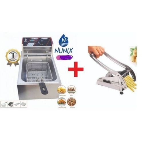 Nunix Electric Deep Fryer Machine - 6L + Chips Cutteraterial Stainless Steel Type SingleStainless steel deep fryer for quick & simple frying
Tank capacity: 6L
Adjustable temperature control (60°C up t