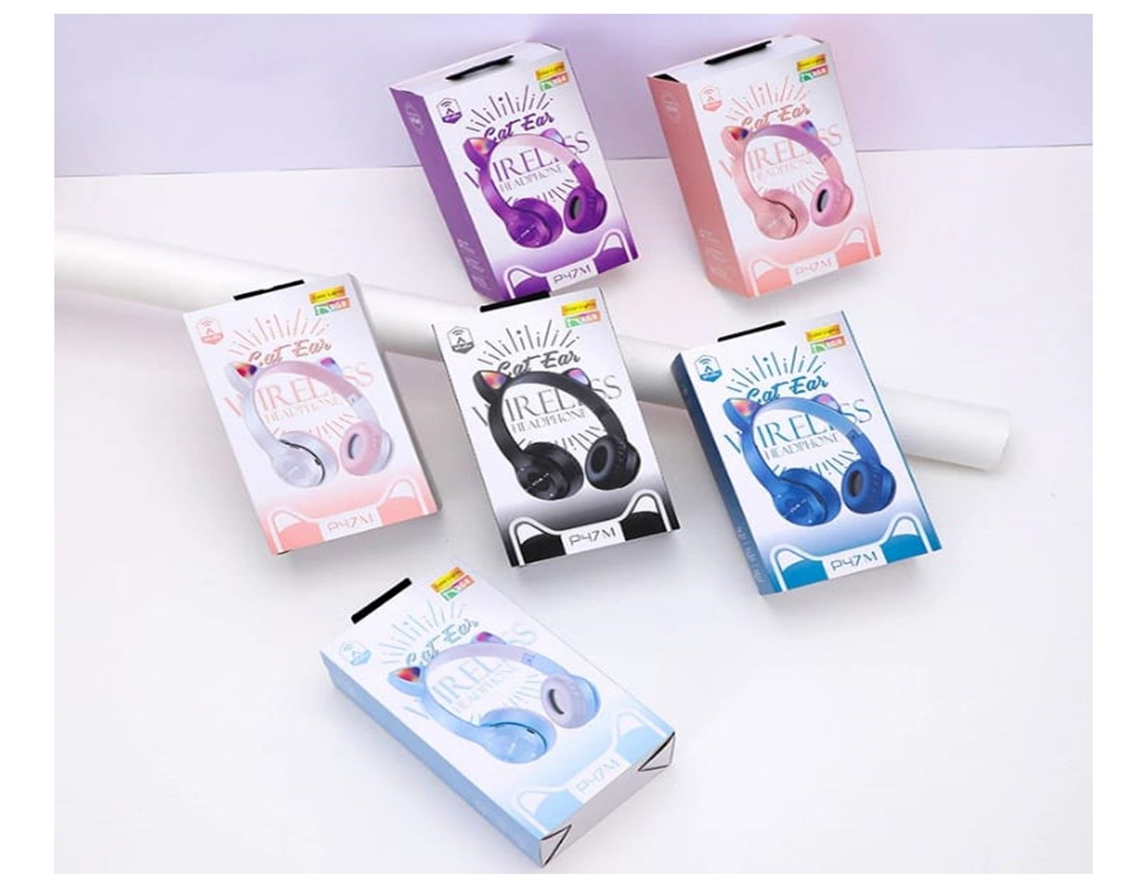 Kids Wireless Bluetooth Cat Ear Headphones with LED Lights, Foldable, TF Card Support, Soft Cushion – For Boys & Girls