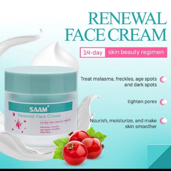 SAM  Renewal Face Cream Melasma, Freckles, age spots, dark spots and eczema, 14-day beauty regimen
