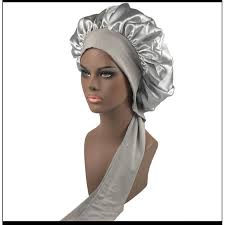 New Large Satin Bonnet Silk Night Sleeping Cap Long Satin Bonnet With Head Tie Band Bonnet Edge Wrap For Women Curly Braid Hair