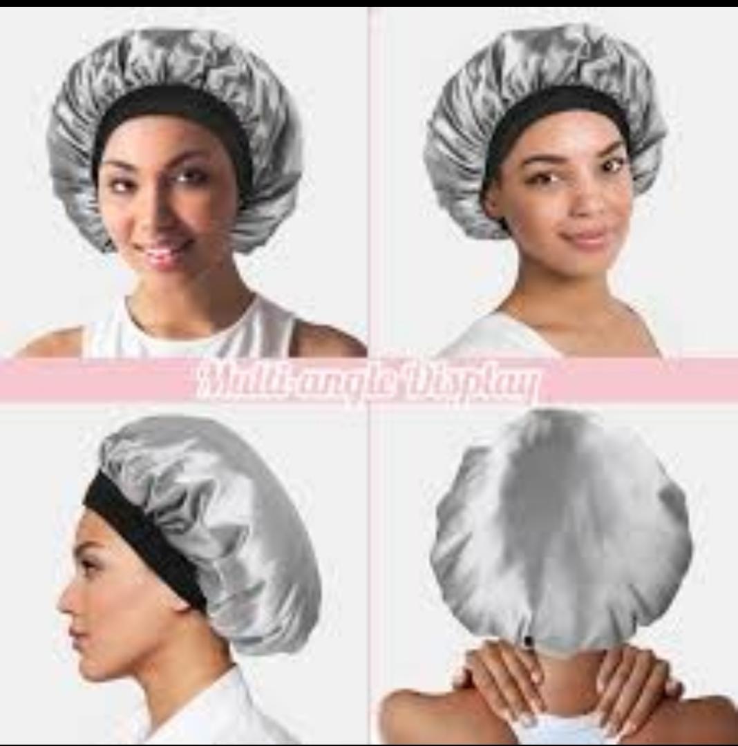 New LARGE Satin Headscarf Sleeping Bonnet Women Curly Hair Net Bonet Wrap Silk Cap Fashion Head Scarf Headwear Night Sleep Hat Adjust Head Cover Hat Curly Springy Hair Styling Accessories Elastic Band