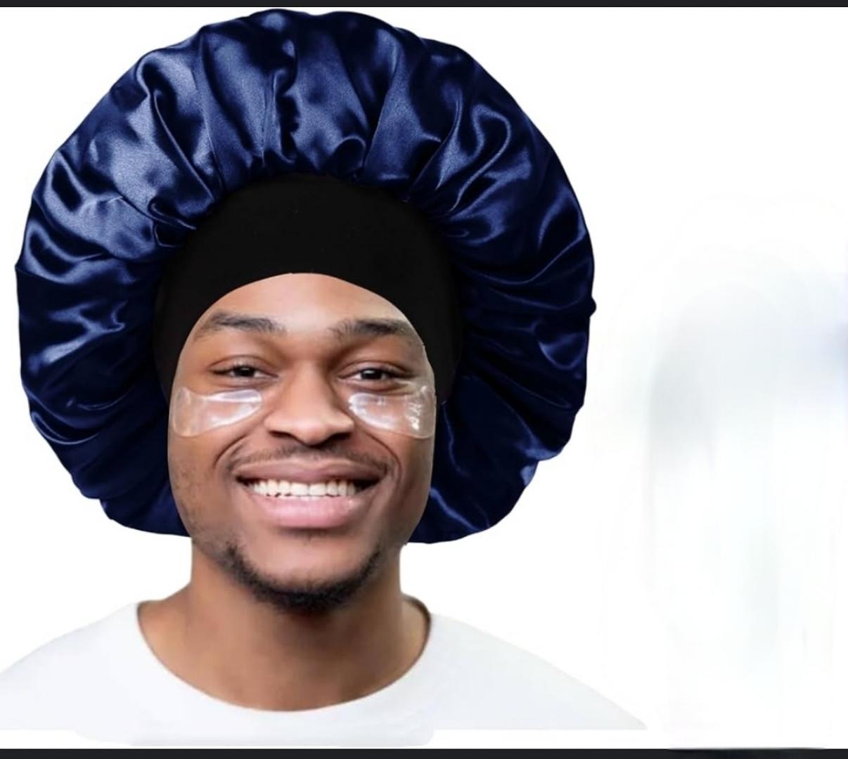New LARGE Satin Bonnet for Men Sleeping Cap Women Curly Hair Bonet Wrap Silk Cap Fashion Head Scarf Headwear Night Sleep Hat Adjust Head Cover Hat Curly Springy Hair Styling Accessories Elastic Band