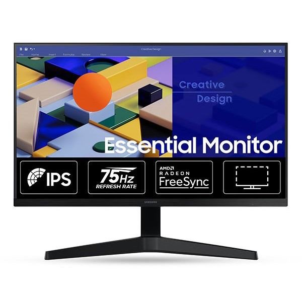 Brand New SAMSUNG Essential 27 Inch S3 S27C310EAM  Full HD 1920 x 1080 Flat Monitor, IPS Panel, 75Hz Refresh rate, Borderless Design, AMD FreeSync - LS27C310EAMXUE