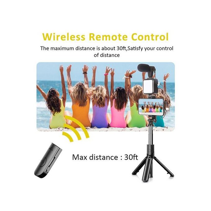 Phone Vlog Video Blog Kit Detachable Hold Tripod+ Fill Light+ Remote Control+ Microphone