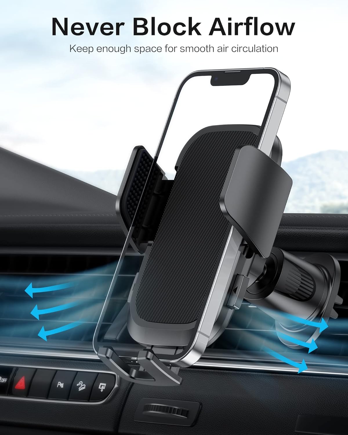 Car Phone Holder Mount for Car Air Vent [Metal Clip], Cell Phone Holder Car Hands Free Cradle in Automobile, 360° Adjustable Cellphone Vent Clamp Fit