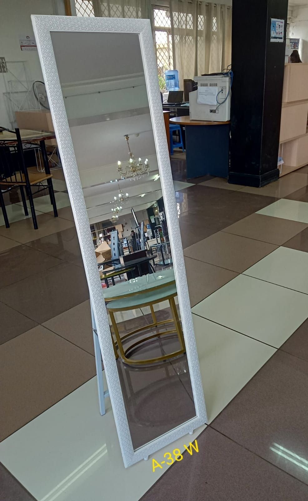 Full Length Executive Dressing Mirror with white frame - It is ideal for dressing, grooming, or simply checking your appearance.