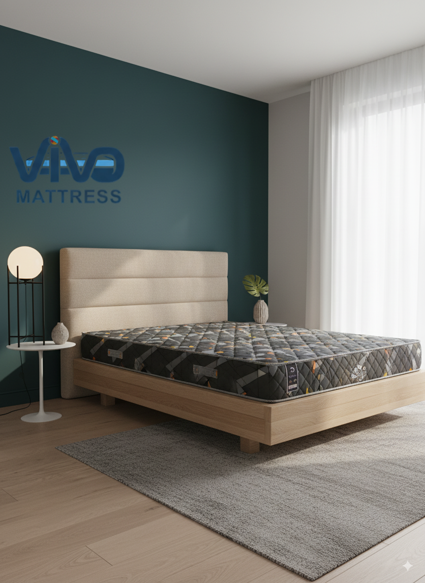 Vivo Premium Mattress – High-Density Orthopedic Support for Superior Sleep and Unmatched Comfort, Durable Grey Multi-Color Pattern with Elegant Quilted Finish