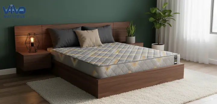 Vivo Premium Mattress – High-Density Orthopedic Support for Superior Sleep and Unmatched Comfort, Durable Grey & Yellow Chevron Design with Elegant Quilted Finish