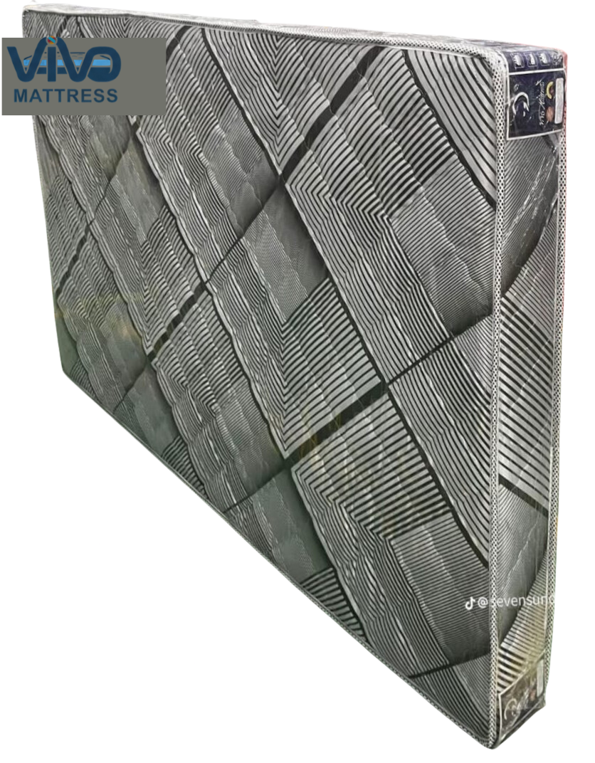Vivo Premium Mattress – High-Density Orthopedic Support for Superior Sleep and Unmatched Comfort, Durable Contemporary Geometric Stripe Design with Elegant Quilted Finish