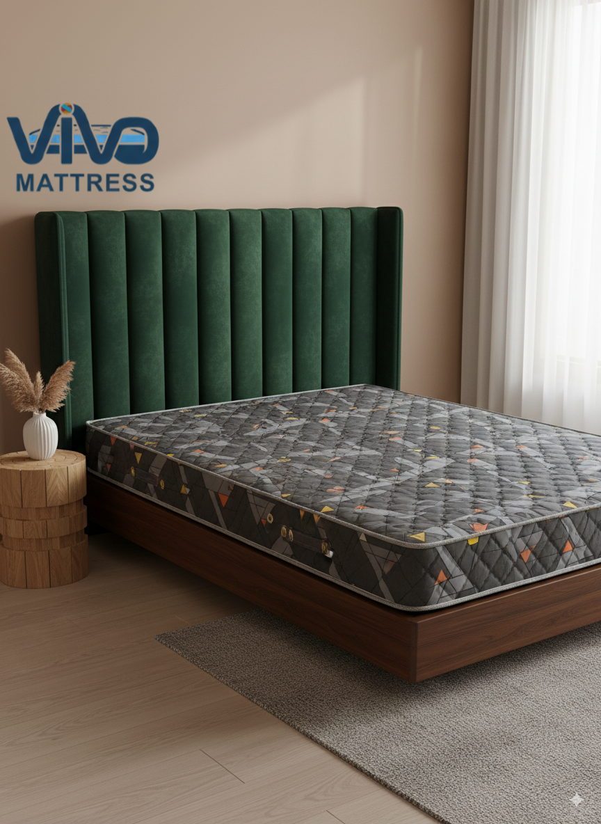 Vivo Premium Mattress – High-Density Orthopedic Support for Superior Sleep and Unmatched Comfort, Durable Contemporary Geometric Design with Elegant Quilted Finish