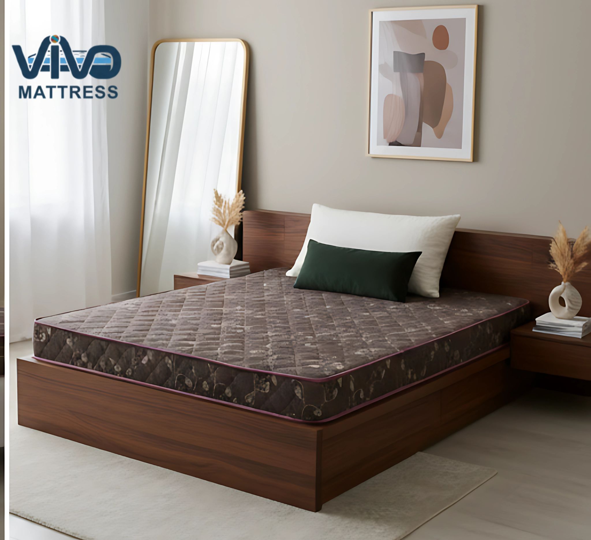 Vivo Premium Mattress – High-Density Orthopedic Support for Superior Sleep and Unmatched Comfort, Durable Contemporary Geometric Design with Elegant Quilted Finish