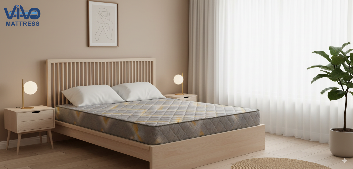 Vivo Premium Mattress – High-Density Orthopedic Support for Superior Sleep and Unmatched Comfort, Durable Contemporary Geometric Design with Elegant Quilted Finish