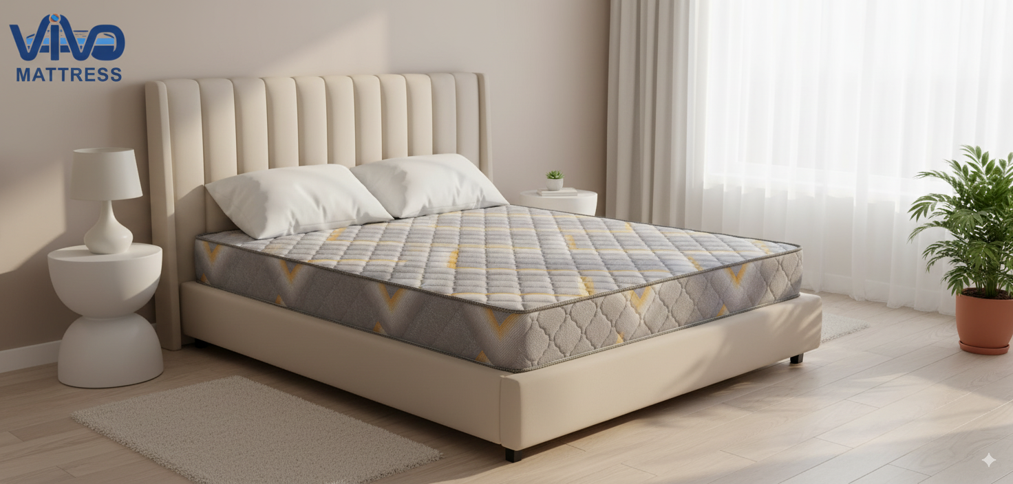 Vivo Premium Mattress – High-Density Orthopedic Support for Superior Sleep and Unmatched Comfort, Durable Contemporary Geometric Design with Elegant Quilted Finish
