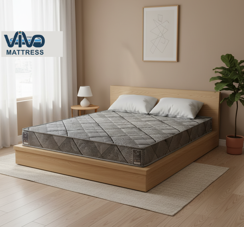 Vivo Premium Mattress – High-Density Orthopedic Support for Superior Sleep and Unmatched Comfort, Durable Contemporary Geometric Design with Elegant Quilted Finish