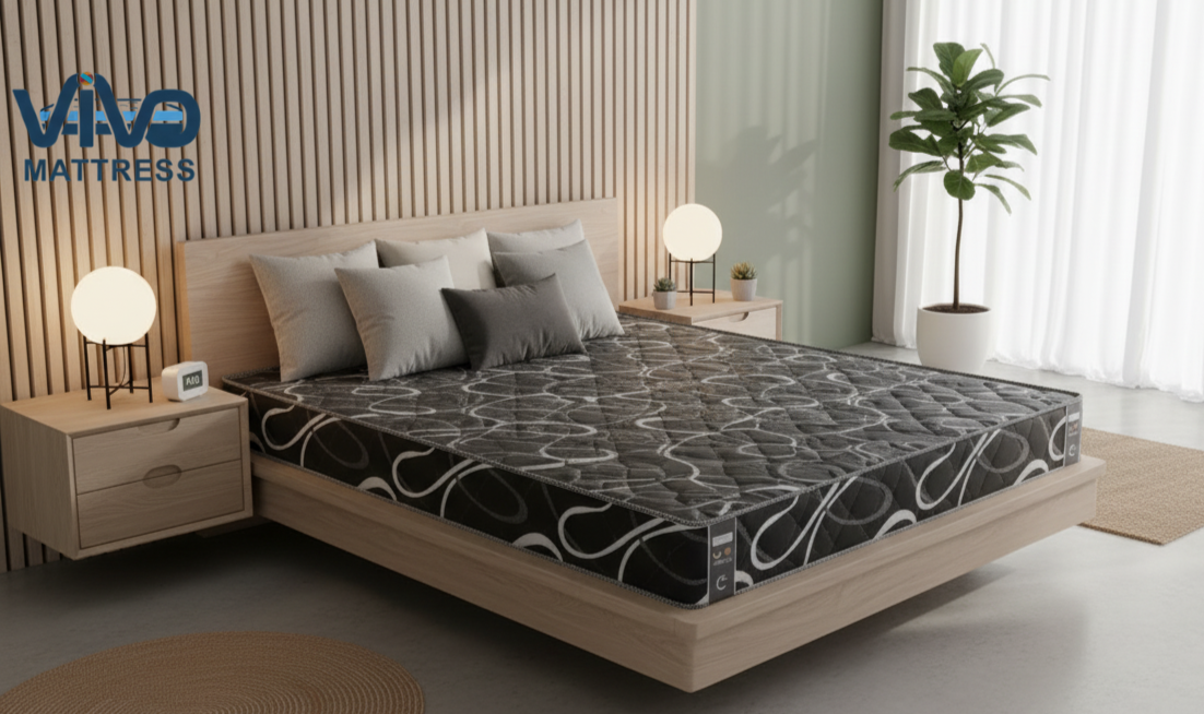 Vivo Premium Mattress – High-Density Orthopedic Support for Superior Sleep and Unmatched Comfort, Durable Contemporary Geometric Design with Elegant Quilted Finish
