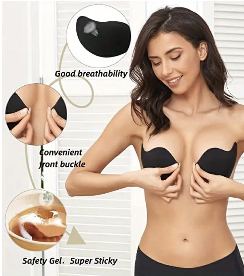 2 Pairs Sticky Bras, Backless Strapless Bra Push Up, Adhesive Invisible Lift Up Bras