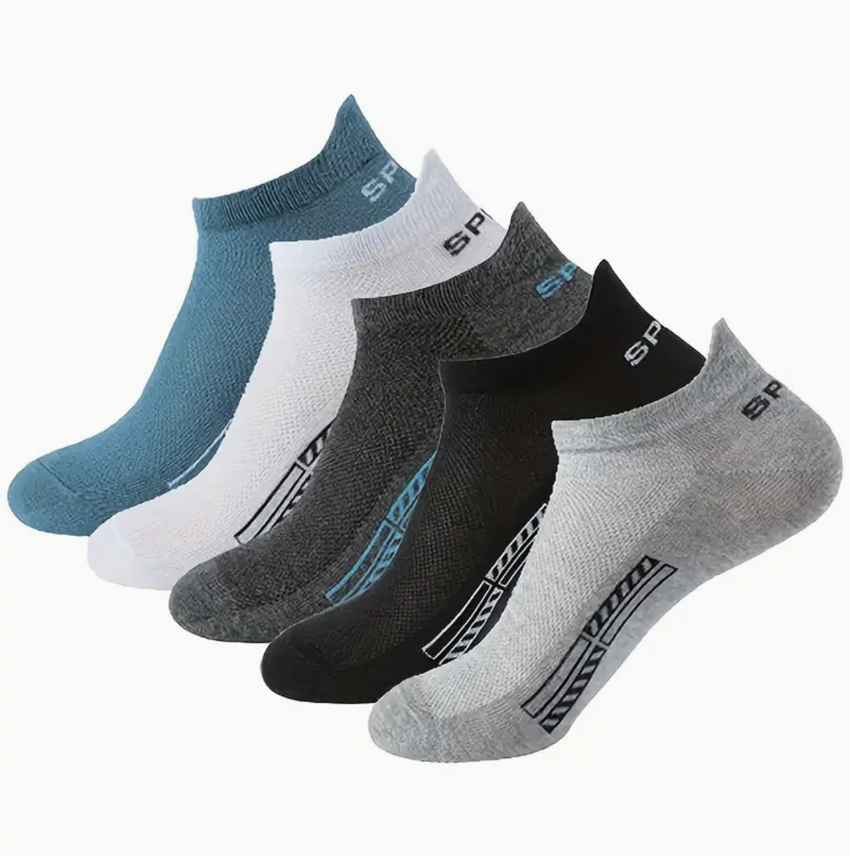 5 Pairs Unisex Letter Graphic Socks, Sports & Breathable Low Cut Ankle Socks, Women's Stockings & Hosiery