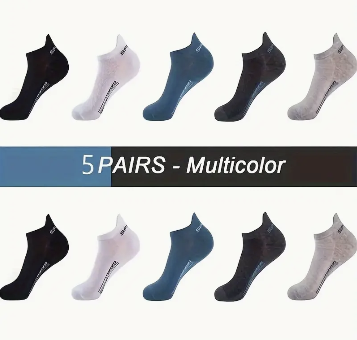 5 Pairs Unisex Letter Graphic Socks, Sports & Breathable Low Cut Ankle Socks, Women's Stockings & Hosiery