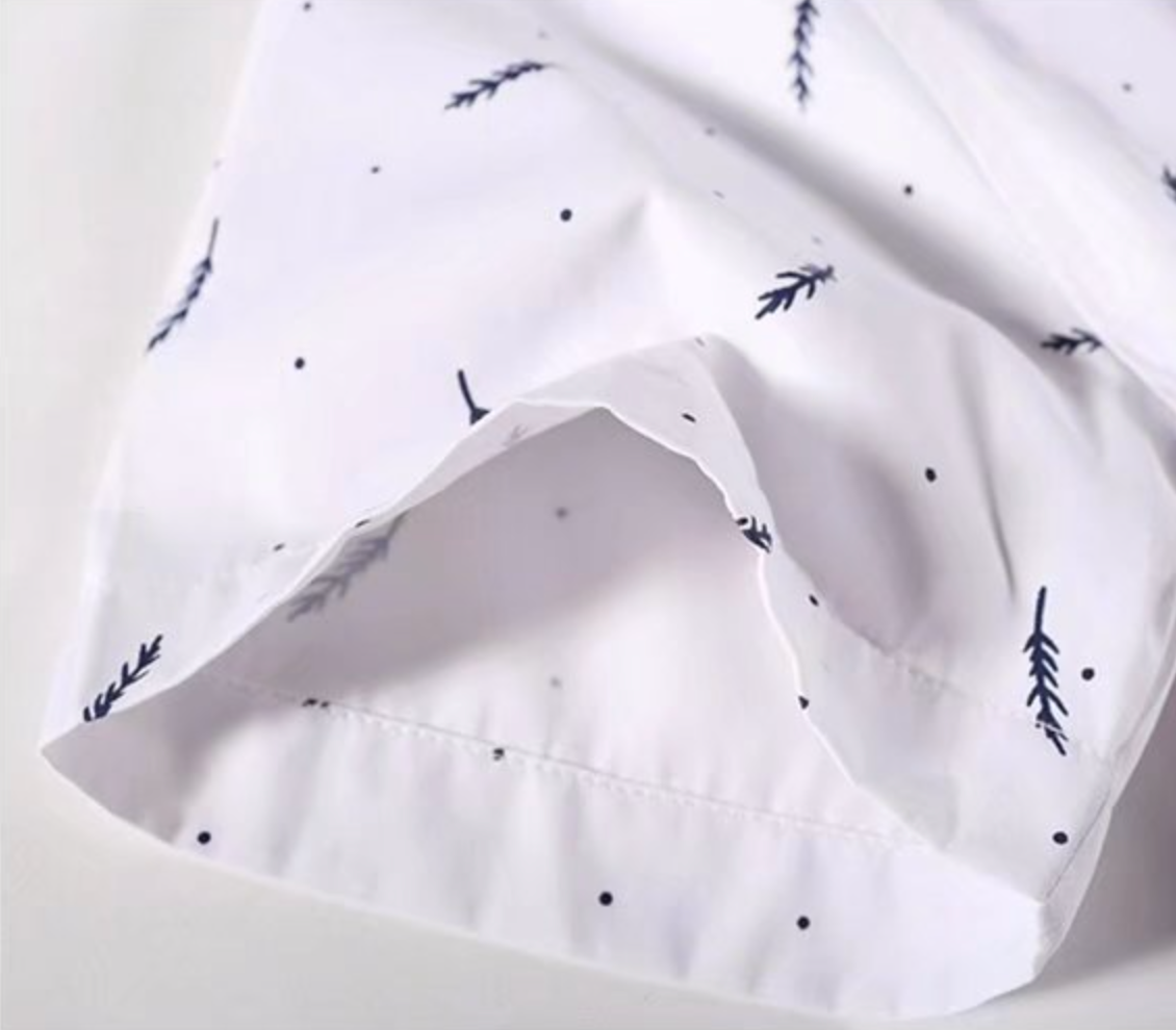 Men's summer shirt square neck short sleeved shirt cotton breathable shirt casual printed feather simple trendy men's clothing