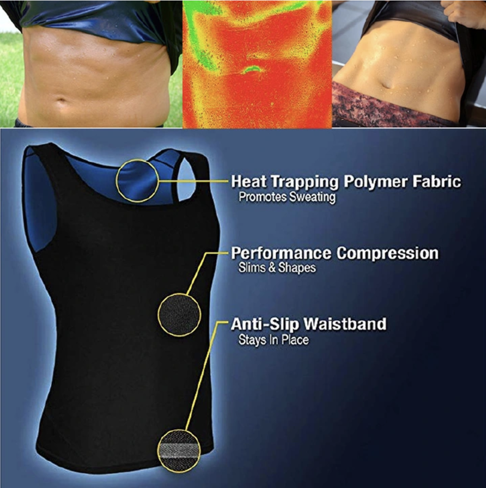 Original Sweat Sauna Shaper Waist Trainer Vest Corset Slimming Weight Loss Men Sports Tank Top