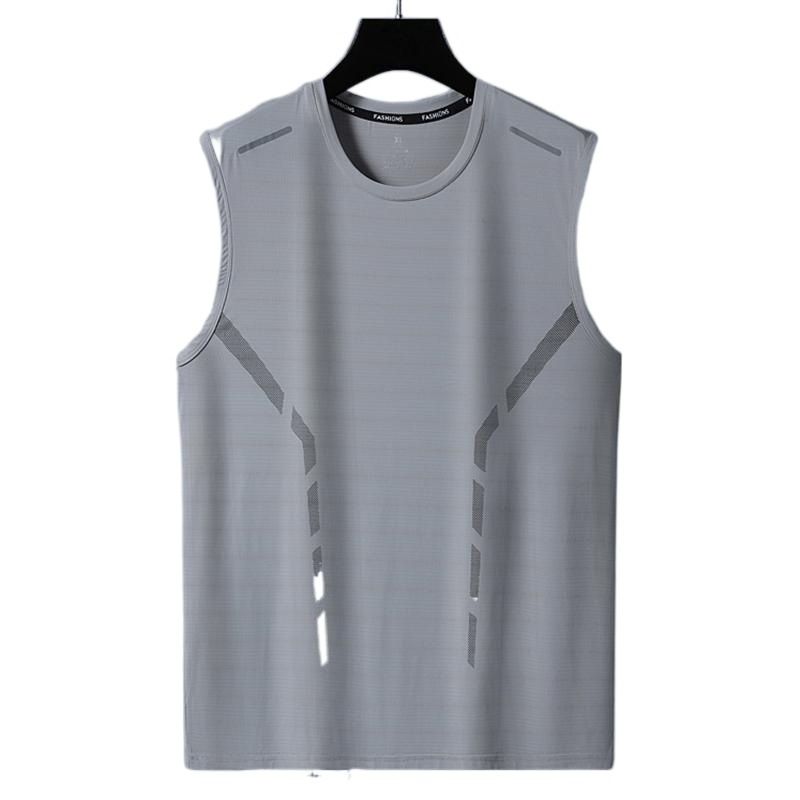 Men's Ice Silk Vest Summer Sports Fitness Base Shirt Wide Shoulder Training Sleeveless T-shirt Men's Tank Top